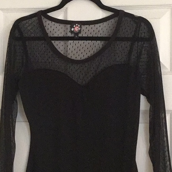 New Veras Eye Candy Black Long-Sleeve Mesh Dress - Picture 6 of 8